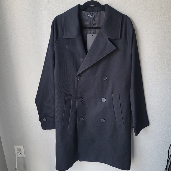NWT The Kooples Wool Blend Double Breasted Oversized Textured Trench, FR 2/US 6